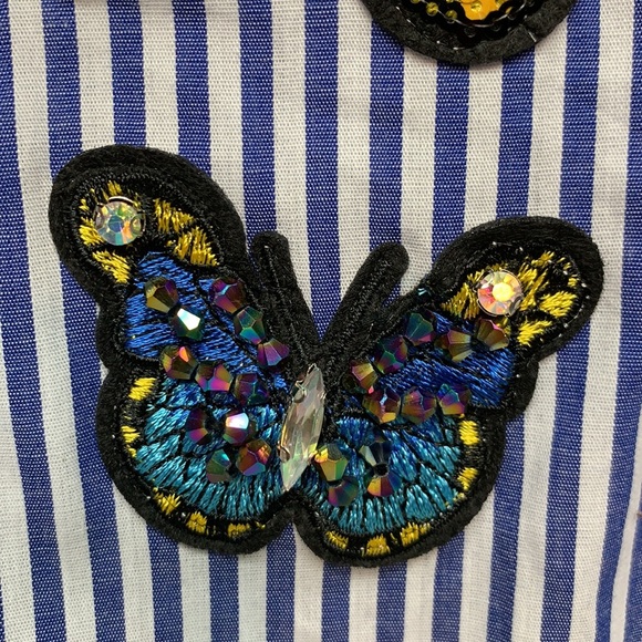 Code x Mode Blue & White Striped Appliqué Shirt XS - Picture 8 of 11